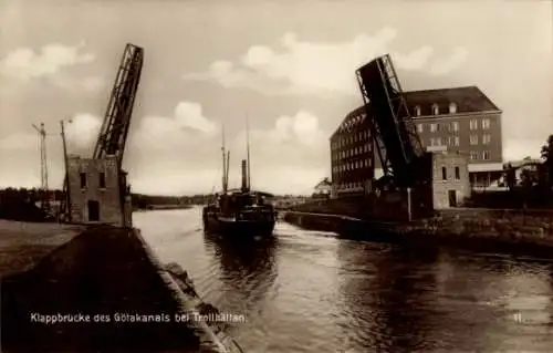 Ak Trollhättan Schweden, Klappbrücke des Götakanals bei Trollhättan