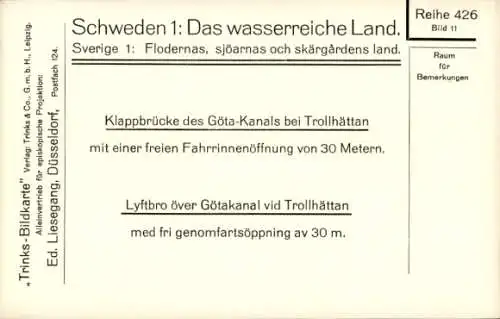 Ak Trollhättan Schweden, Klappbrücke des Götakanals bei Trollhättan