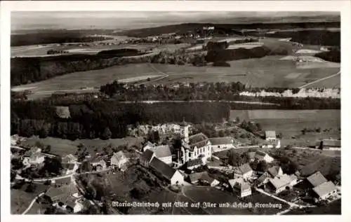 Ak Maria Steinbach Legau im Unterallgäu Schwaben, Wallfahrtskirche, Fliegeraufnahme, Schloss