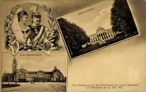 Ak Wiesbaden in Hessen, Einweihung des Neuen Kurhauses 11. Mai 1907, Kaiser Wilhelm II