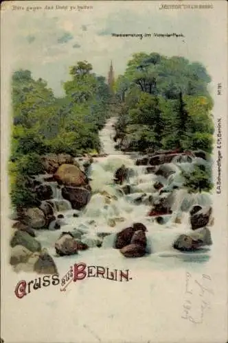 Halt gegen das Licht Litho Berlin Kreuzberg, Wassersturz, Viktoria-Park