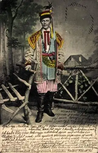 Ak Krakowiak, Mann in polnischer Tracht