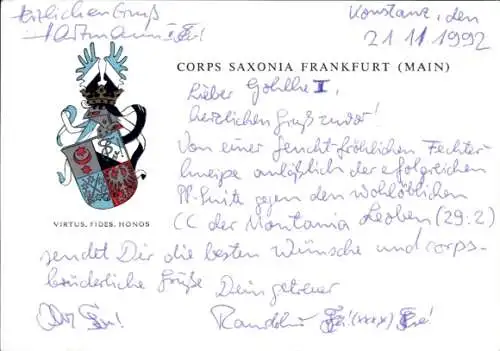 Studentika Ak Frankfurt am Main, Corps Saxonia, Wappen