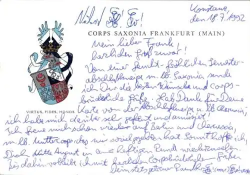 Studentika Ak Frankfurt am Main, Corps Saxonia, Wappen