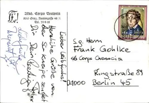 Studentika Ak Graz, Akad. Corps Teutonia, Neutorgasse 48/I
