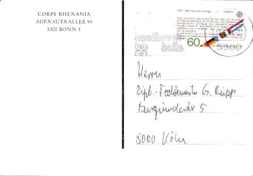 Studentika Ak Bonn, Corps Rhenania, 1820-1970, Adenauerallee 94, Wappen, WSC