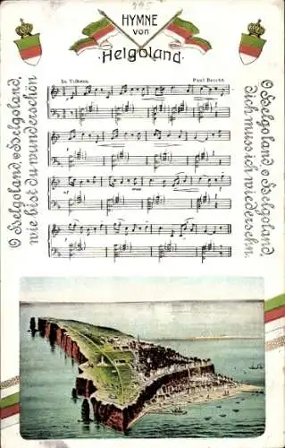 Ak Nordseeinsel Helgoland,  Hymne von Helgoland, Gesamtansicht