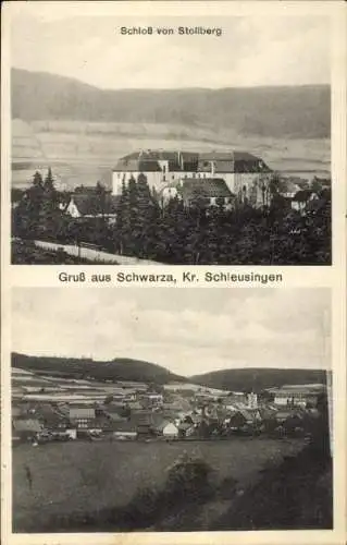 Ak Schwarza im Thüringer Wald, Schloss von Stollberg, Panorama
