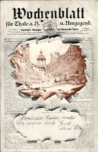 Zeitungs Ak Thale im Harz, Kronentempel im Bodetal