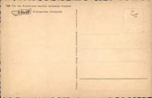 Ak Mecki mit Trommel, Clown, Reklame Steiff