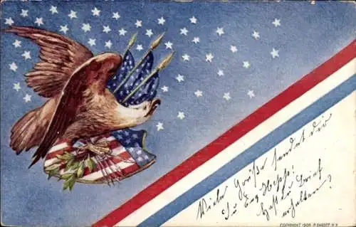 Präge Ak Amerikanische Fahne, Adler, USA