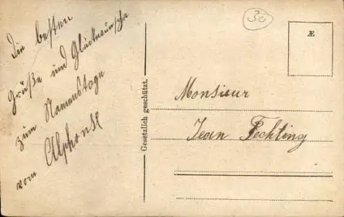 Litho Namenstag, Mädchen mit Brief, Blumen