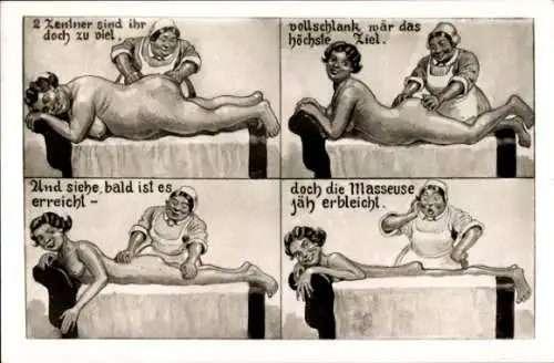 Ak Masseuse knetet Kundin platt