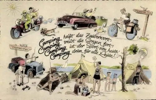 Ak Momente vom Campingplatz