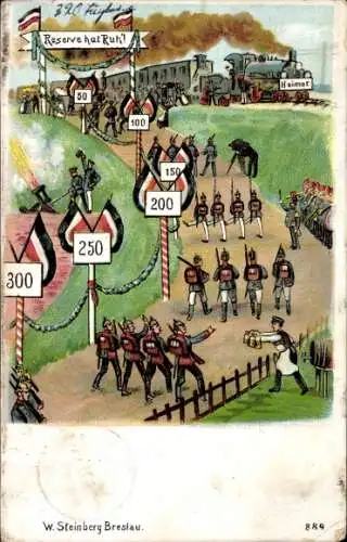 Ak Deutsche Soldaten, Reserve hat Ruh, Fahnen