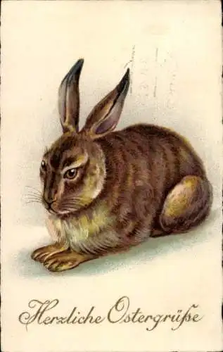 Ak Herzliche Ostergrüße, Osterhase