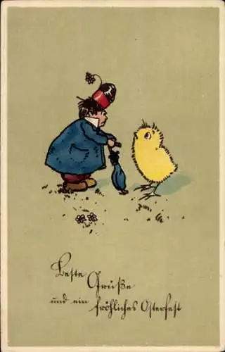 Ak Glückwunsch Ostern, Kind, Küken