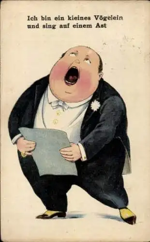 Ak übergewichtiger Mann beim Singen