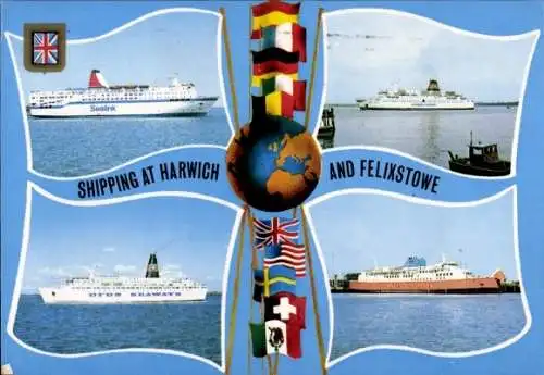 Ak Harwich Essex England, Fähren in Harwich und Felixstowe, Großbritannien