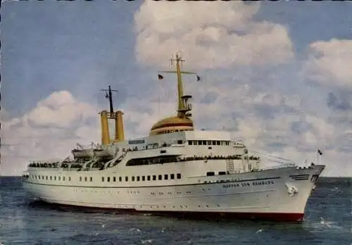 Ak HAPAG Dampfer MS Wappen von Hamburg, Auf Hoher See