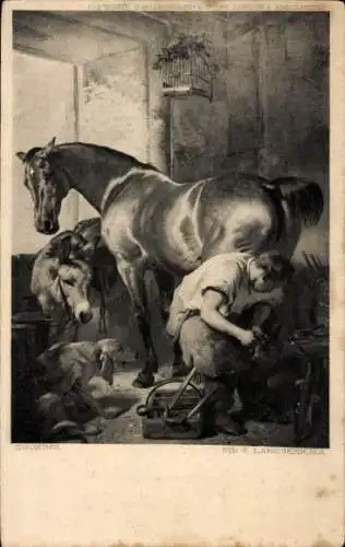 Ak Pferdestall, Pferde, Hund