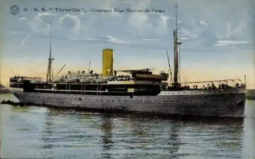Ak SS Thysville, Belgische Seefahrtsgesellschaft des Kongo