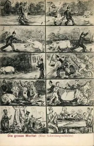 Ak Erzählung, Große Moritat, Schweinegeschichte