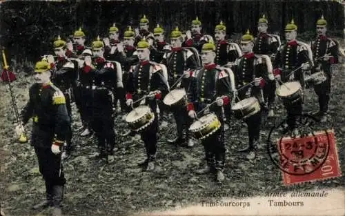 Ak Dresden Gompitz, Tambourcorps 150 Armee allemande, Tambours