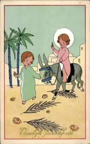 Ak Jerusalem Israel, Einzug Jesu in  Palmsonntag