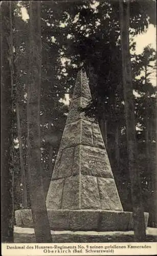 Ak Oberkirch im Renchtal Baden, Denkmal des Husaren-Regiments No. 9 seinen gefallenen Kameraden