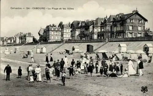 Ak Cabourg Calvados, Strand, Villen