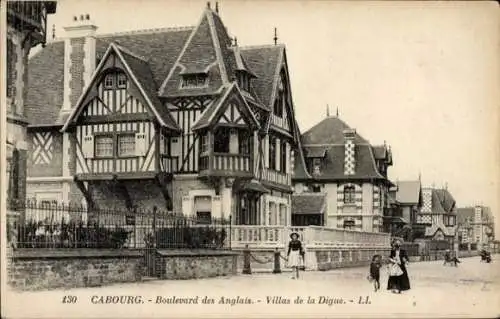 Ak Cabourg Calvados, Boulvard des Anglais, Villas de la Digue