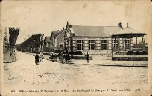 Ak Soisy sous Étiolles Soisy-sur-Seine Essonne, Boulevard de Soisy, Salle des Fetes