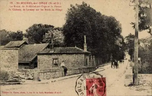 Ak Saint Michel sur Orge Essonne, Route, Ferme du Chateau de Lormoy