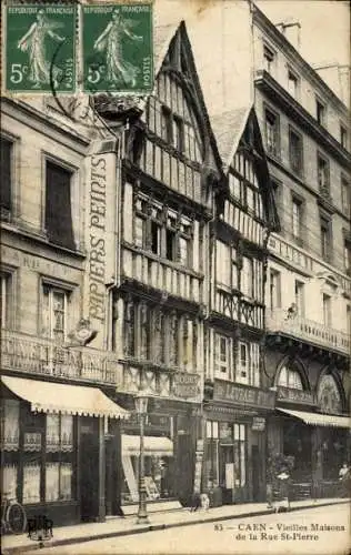 Ak Caen Calvados, Vieilles Maisons de la Rue St-Pierre