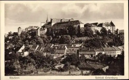 Ak Bautzen in der Oberlausitz, Schloss Ortenburg, Stadtansicht, historische Architektur, Lands...