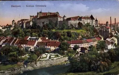 Ak Bautzen in der Oberlausitz, Schloss Ortenburg, Stadtansicht, farbige Postkarte, WCCES