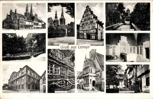 Ak Lemgo in Lippe, Schloss Brake, Rathaus, Schwanenteich, Technikum, Am Kirchplatz, Junkerhaus
