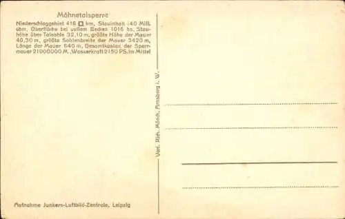 Ak Möhnesee in Westfalen, Möhnetalsperre, Sperrmauer
