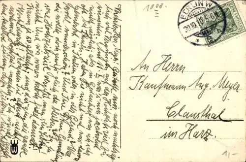 Ak Berlin Tiergarten, Allee mit Bäumen, Statue in der Ferne, gestrichener Text