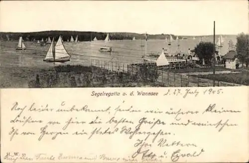 Ak Berlin Zehlendorf Wannsee, Segelregatta, Boote