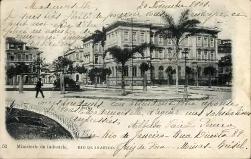 Ak Rio de Janeiro Brasilien, Postkarte mit Gebäudeansicht, Palmen, historische Architektur