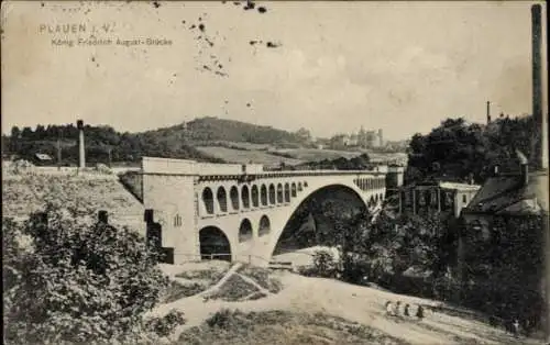 Ak Plauen im Vogtland, König Friedrich August Brücke