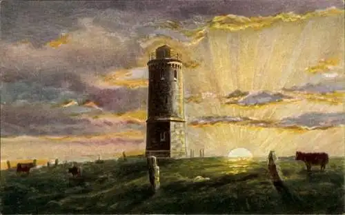 Ak Brocken Nationalpark Harz, Sonnenaufgang auf dem Brocken, Turm, Kühe