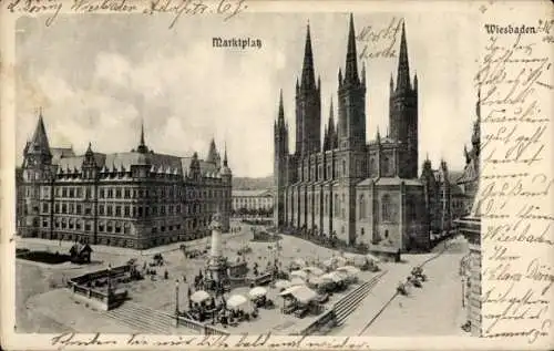 Ak Wiesbaden in Hessen, Marktplatz