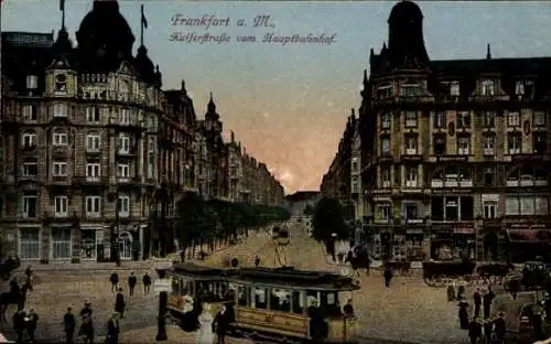 Ak Frankfurt am Main, Kaiserstraße vom Hauptbahnhof, Tram