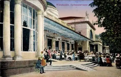 Ak Wiesbaden in Hessen, Kurhausterrasse, Cafe