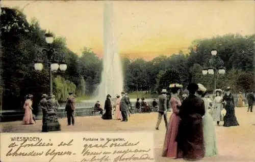Ak Wiesbaden in Hessen, Fontaine im Kurgarten