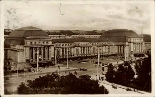 Ak Leipzig, Blick auf den Hauptbahnhof, Straßenseite