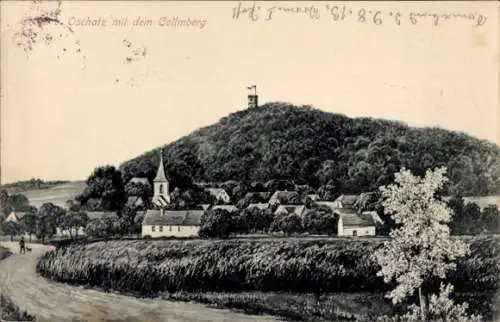 Ak Collm Wermsdorf bei Oschatz, Ortsansicht mit Blick auf den Collmberg